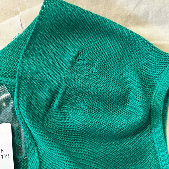 NEW PHOTOS! SLEEVELESS TOP, KELLY GREEN, SIZE 4X, COWL NECK, DELICATE WOVEN RAYO - Picture 10 of 14